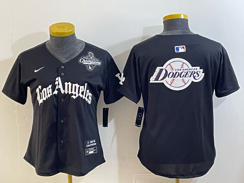 Women 2026 Los Angeles Dodgers Blank Black Game Nike MLB Jersey style 0034
